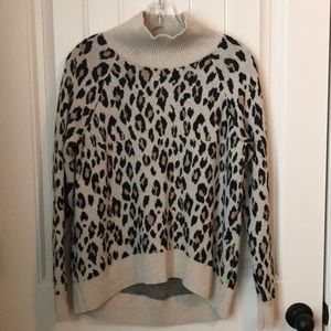 Leopard mock neck sweater